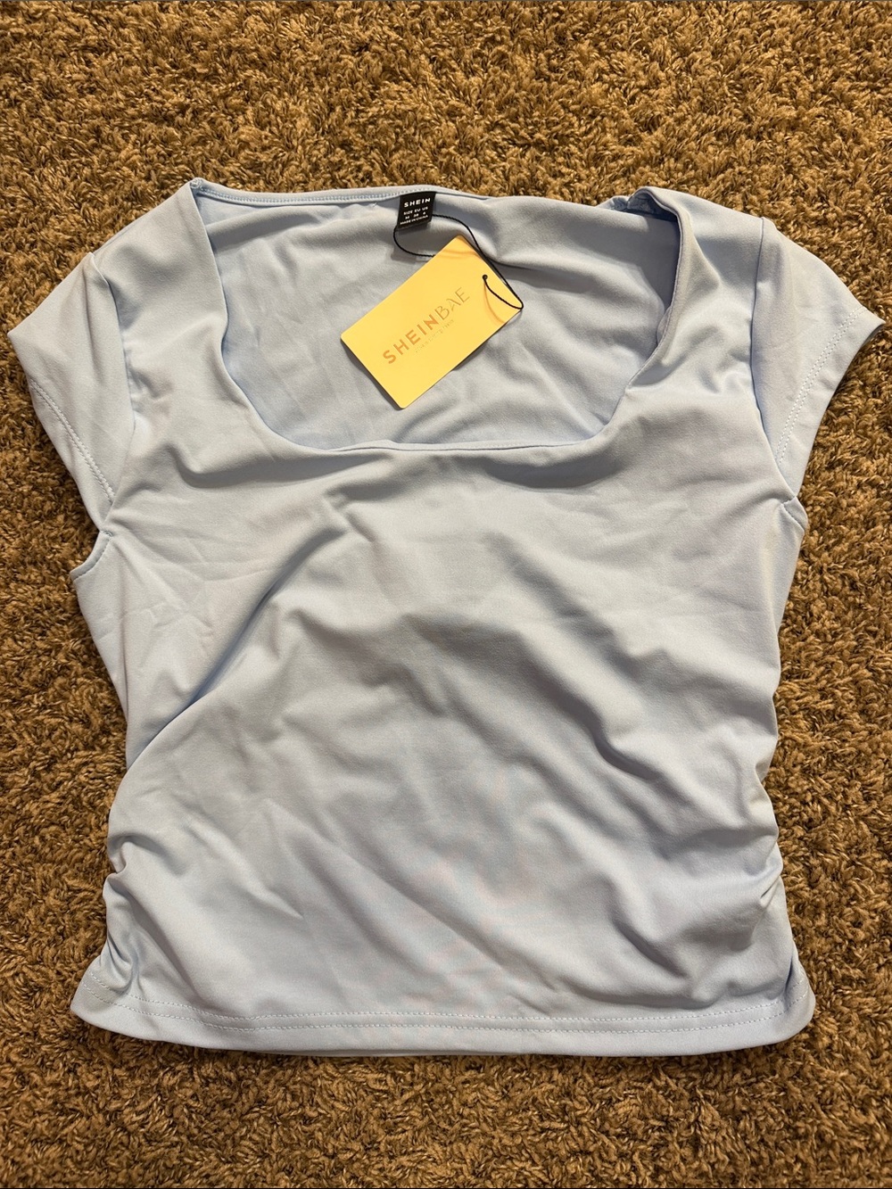 SHEIN Pale Blue Square Neck Crop Top